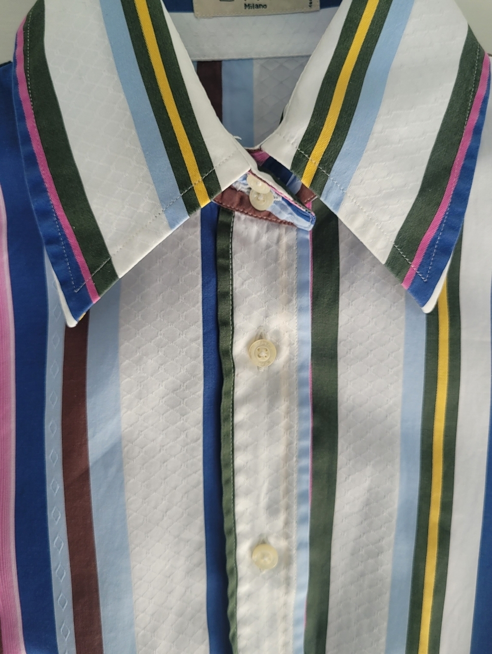 Etro Milano Striped Button Down Shirt EU 40 US 6 Multicolor Cotton Jacquard - Picture 4 of 6